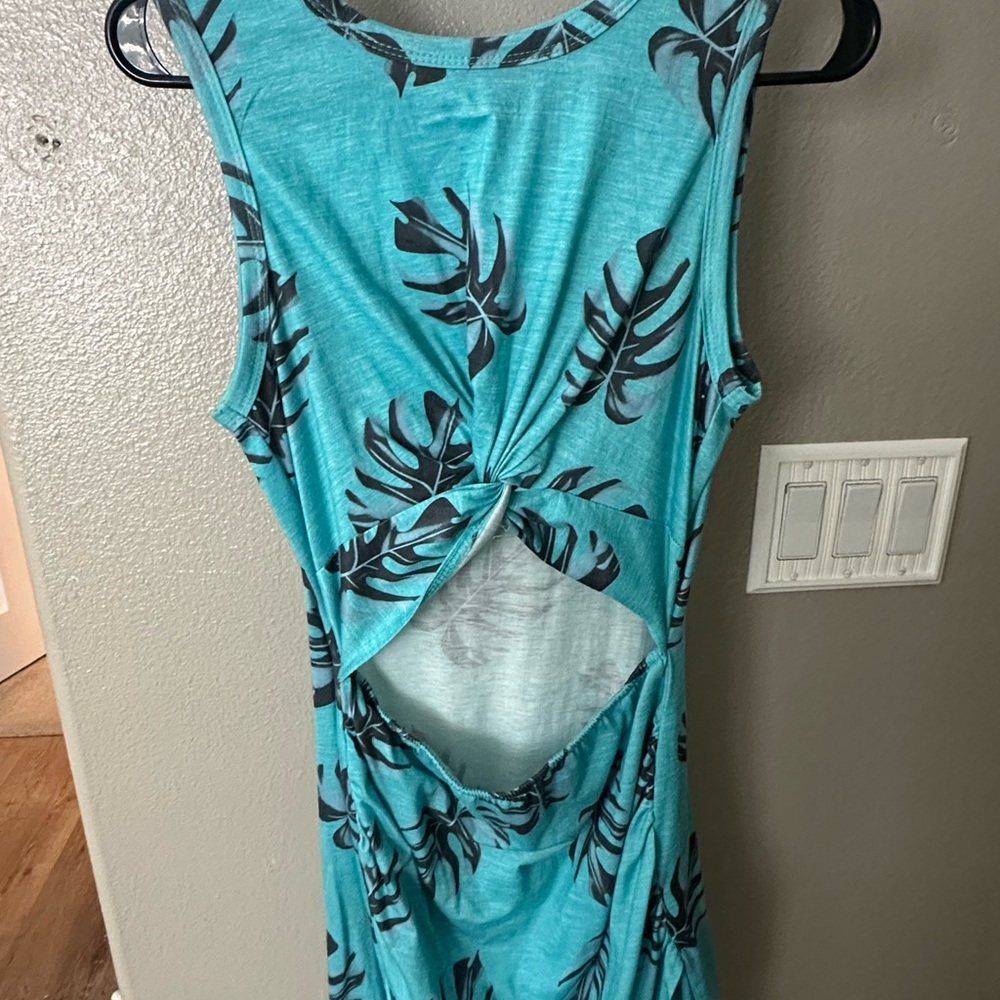 Tropical Teal Cutout Dress
